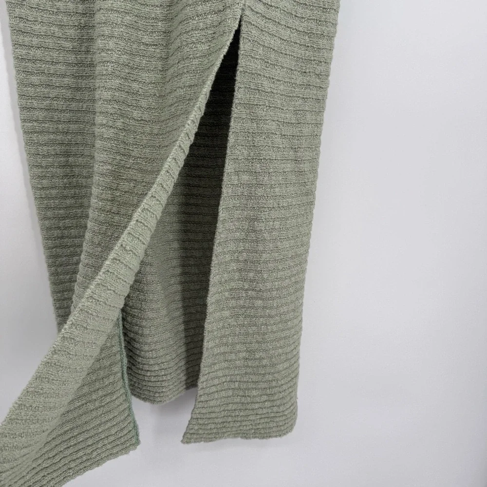 Free People Claudia Green Knit Belted Blanket Skirt Size XS Slit Rib-Knit Maxi - Picture 8 of 11